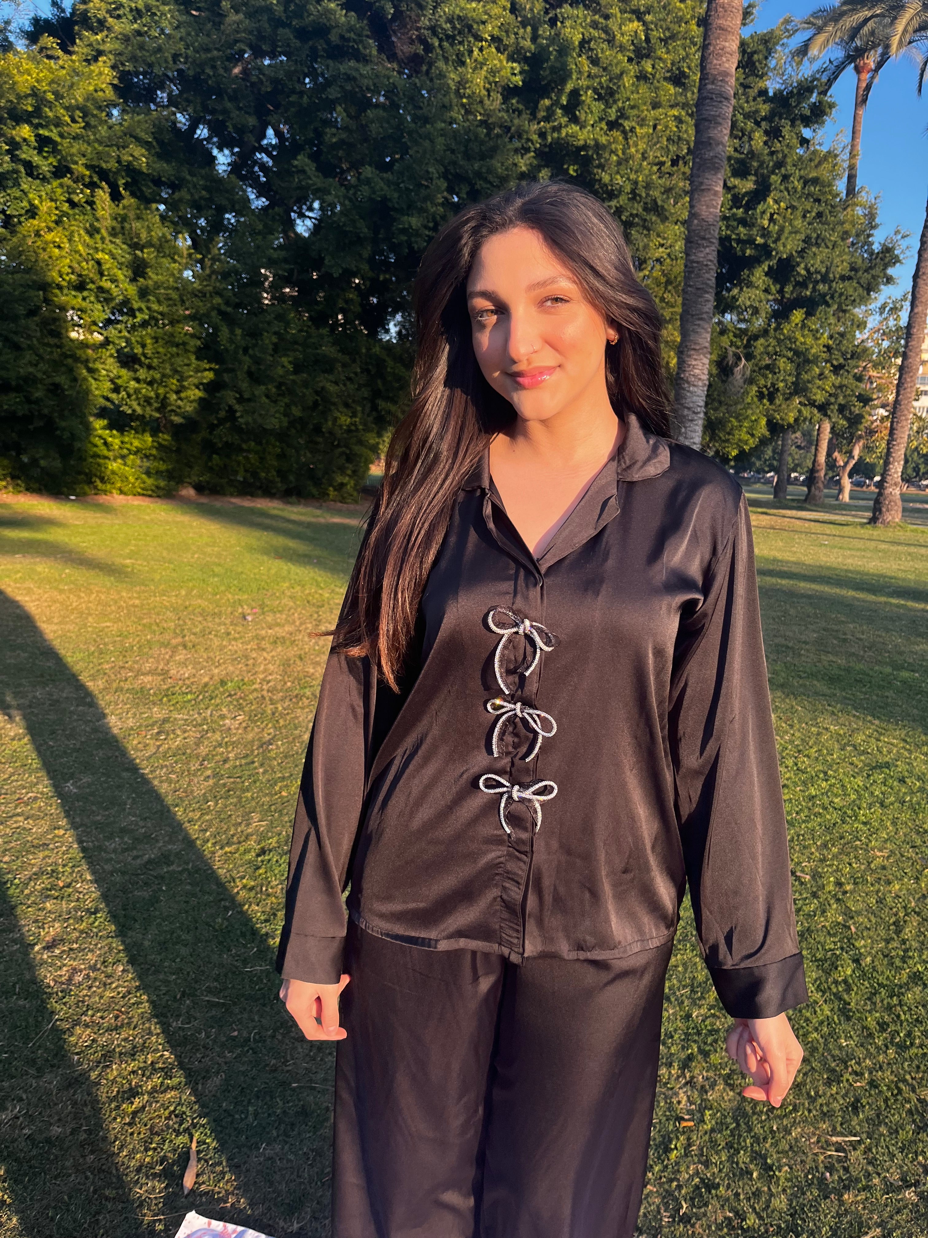 Black glamy bows  jammies